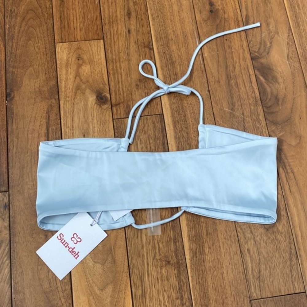 Aritzia Sun-Deh Light Blue Satin Cora Top Size XXS - Picture 5 of 7
